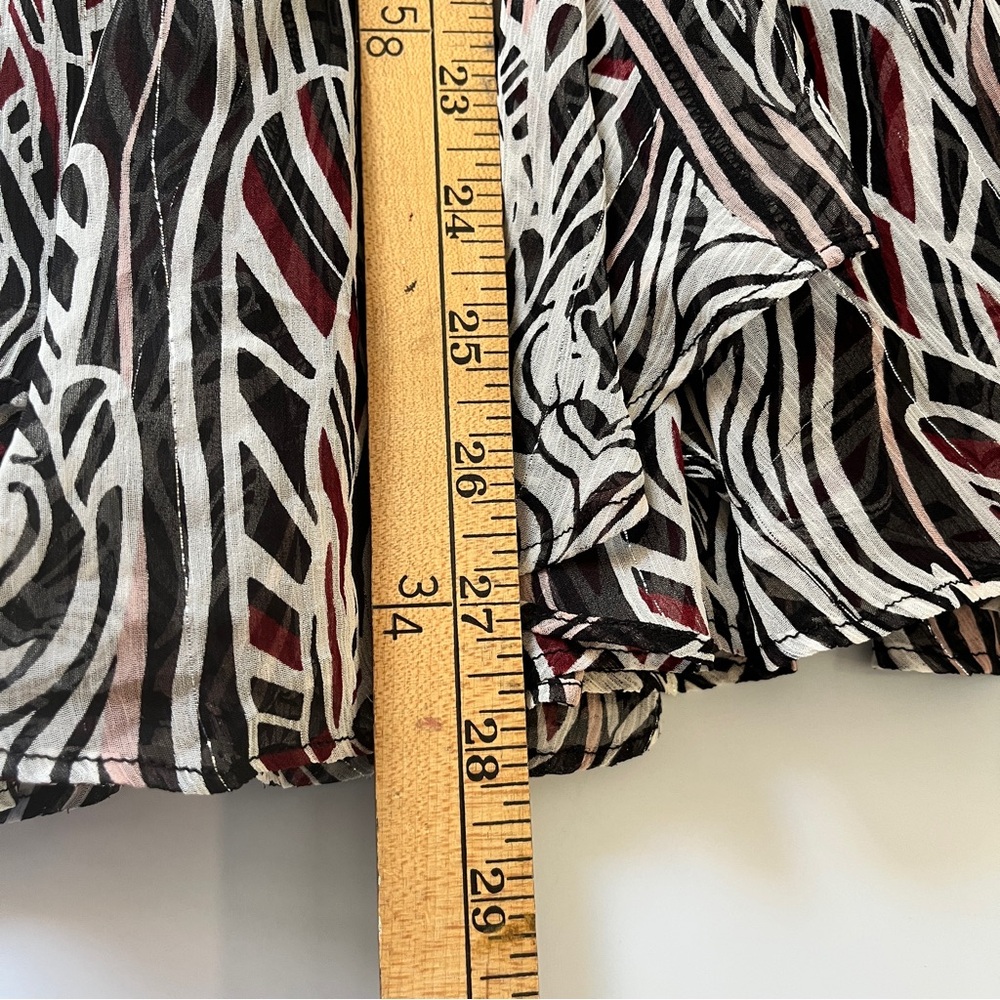 DKNY Black and White Silk Midi Skirt with Subtle Pink Accents - Picture 8 of 9